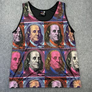 American AF Shirt Mens 3XL Multicolor Benjamin Franklin Money Graphic Tank USA